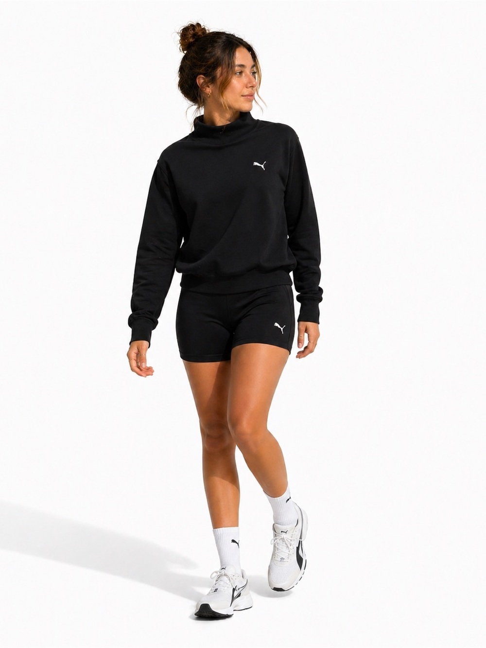 NWT BLACK Puma HER High Neck Crew Sweatshirt - Size Medium